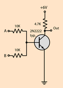 NOR gate built from transistors at the transistor level