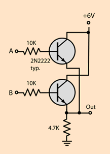 OR gate built from transistors at the transistor level